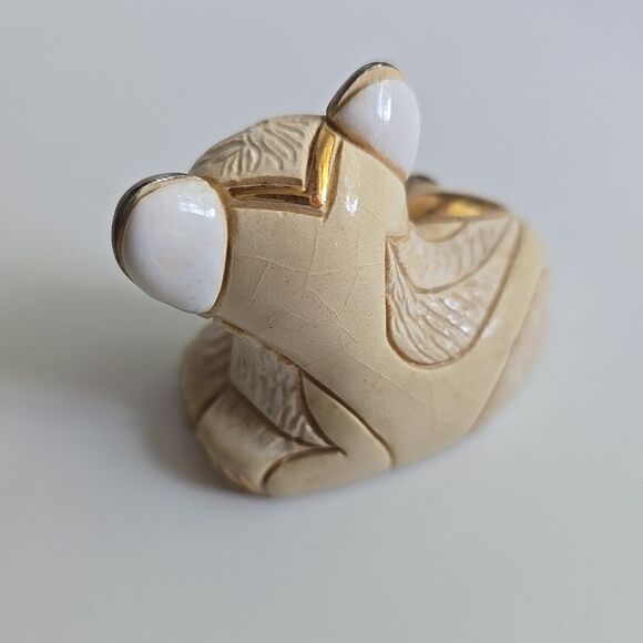 Artesania Rinconada Lion 3.5"L Baby 2" limited color White Gold Pottery Figurine - Picture 14 of 16